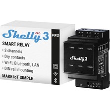 Shelly Pro 3 | Wi-Fi, Lan ve Bluetooth 3 Kanallı Akıllı Röle | Ev ve Bina Otomasyonu | Alexa ve Google Home ile Uyumlu | Ios Android Uygulaması | Işık Otomasyonu | Motorlu Valf Için Uzaktan Kumanda