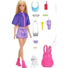 Barbie Doğa Macerası Temalı Kıyafetleriyle Barbie 'malibu' Bebek, 10'dan Fazla Kamp Aksesuarı ve Yavru Köpek Figürü, JJV59