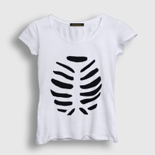 Presmono Kadın Beyaz Cadılar Bayramı Halloween Çift Sevgili Iskelet T-Shirt