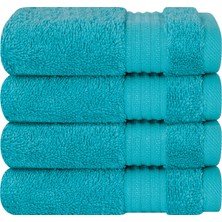 Cotton Paradise Banyo Için% 100 Pamuklu Türk Lif Seti, 4 Parça Yumuşak Emici Küçük El Yüz Havluları Yıkama Bezi, Aqua Blue