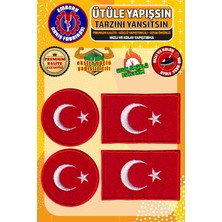 Ütü ile Yapışan Arma Yama, Türk Bayrağı Seti (4 Adet) Ütüyle Yapışan Nakış Dokuma Aplike Patch