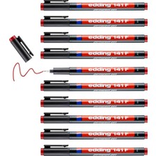Edding 141 F Permanent Kalem - Asetat Kalemi Kırmızı - 10 Kalem - 0,6 mm Yuvarlak Uç