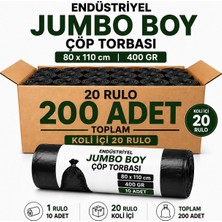 Liva Ambalaj Endüstriyel Jumbo Boy Çöp Torbası 80X110 cm 400 gr 20 Rulo 200 Adet Ekstra Kalın Siyah Çöp Poşeti