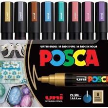 Uni Poster Markörü Posca Set Pc-5m/8c Mc Metalik Renkler 8 Li