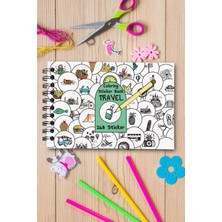 Postermanya Travel Temalı Sticker Boyama KITABI,168LI Bullet Journal Sticker, Yetişkinler Için Boyama Kitabı