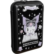 Wiggle Kuromi Temalı Lisanslı Kabartmalı Mat Okul Kalem Kutusu Çift Bölmeli Çocuk Kalem Çantası (Siyah1)