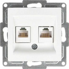 Visage Data + Nümeris Telefon Prizi (RJ45 CAT5E + Cat3), Beyaz (Mekanizma + Tuşkapak)