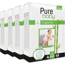 Pure Baby Organik Bambu Özlü Külot Bez 4'lü Paket 4 Numara Maxi 192 Adet