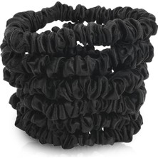 Celestial Silk Mini Scrunchies Küçük Dut Ipeği Saçlı Saç Bağları 22 Momme Ince Ipek At Kuyruğu Tutucu, Saça Zarif, Daha Az Çekme, Kırılma - 6'lı Paket (Siyah)