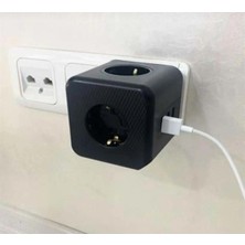 Termal Akım Korumalı Priz Çoklayıcı - 3 USB - 3 Priz Girişli Küp Priz