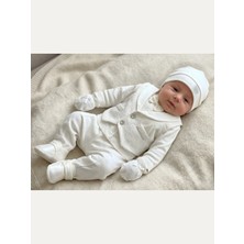 Petite Ponpon Baby Erkek Bebek Beyaz Dantelli Papyonlu Takım
