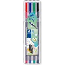 Staedtler 334 Sb4 Triplus Üçgen Fineliner Klasik Renk 0.3 mm 4'lü Set