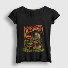 Presmono Kadın Siyah Witchtanic Hellucinations Acid Witch T-Shirt