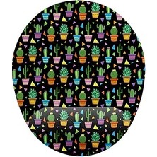 Kaktüs Desenli Siyah Zemin Bilek Destekli Mouse Pad