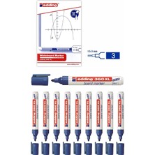 Edding 360 Xl Whiteboard Marker, 1.5-3 Mm, Mavi, 10'lu Set