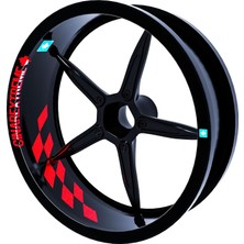 Gp Flag Damalı Reflektif Kırmızı Iç Jant Şeridi Sticker