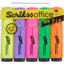 Scrikss Office SH712 Fosforlu Kalem 5'li Blister Paket Karışık Renk