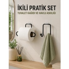 sbodurhome Duvara Yapışkanlı 2’li Düzenleme Seti Havlu Askısı ve Tuvalet Kağıdı Tutucu
