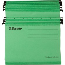 Esselte Klasik Askılı Dosya, A4, Yeşil, 25'li Paket, Sekmeler Dahil, 90318