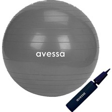 Avessa Pilates Topu 55 cm Gri Pompalı