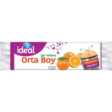 Koroplast Ideal Portakal Kokulu Orta Boy Büzgülü Çöp Poşeti 10'lu 50X60 Cm, Kolay Bağlanır Kokulu Büzgülü Orta Boy Çöp Torbası, Sızdırmaz Yırtılmaz, Geri Dönüştürülebilir Atık Torbası Güçlü Çöp Poşeti