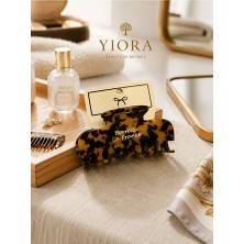 Yiora Premium Seri Ithal Kemik Parlak Sedefli Asetat Güçlü Tutuş Mandal Toka 8,5 cm