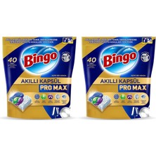 Bingo Akıllı Kapsül Pro Max Bulaşık Makinesi Tableti, 40'lı x 2 Paket (80 Kapsül)