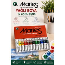 Artlantis Yağlı Boya 12 Renk 12 ml 1 Paket Maries Yağlı Boya Seti 12 Li Ahşap Tuval Taş Ağaç Boyamalar Için Ideal Boyama Seti