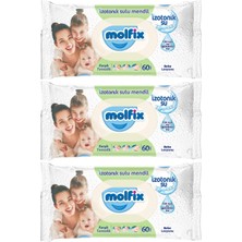 Molfix Islak Havlu Mendil Izotonik Ferah Temizlik 3 Lü Set 60 Yaprak Plastik Kapaklı