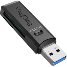 Uravas Store Veggieg USB 3.0 Sd ve Micro Sd Hafıza Kart Okuyucu Siyah