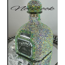 Silver Diamond Bling Bedazzled Patron Alcohol Bottle Decor 8.5 x 11 Inches 110 Wide Ruled Pages
