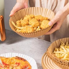 Renas Store 50 Adet Air Fryer Pişirme Kağıdı Tek Kullanımlık Yağ Geçirmez Yuvarlak Tabak Model Pvc BX40