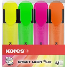 Kores TM36140 Işaret Kalemlerine 4'lü Set Bright Liner, Sarı/yeşil/turuncu/pembe