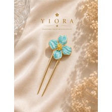 Yiora Gold Metal Gövde Renk Çiçek U Fransız Topuz Tokası 12 cm
