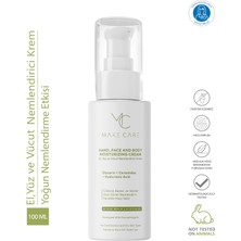 Make Care El, Yüz ve Vücut Nemlendirici Krem, Hyalüronik Asit, Seramid ve Gliserin Içerikli, Parfümsüz, 100 ml