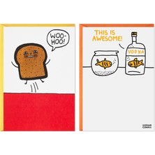 Hallmark Shoebox 2'li Paket Komik Doğum Günü Kartı (Tost ve Japon Balığı), (699RZG1102)