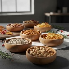 4'lü Yuvarlak Bambu Çerezlik - Doğal Bambu Sunum Kasesi, Zeytinlik ve Kahvaltı Sunumluğu | Çok Amaçlı Dayanıklı ve Şık Tasarım