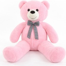 90 cm Rengarenk Papyonlu Peluş Ayıcık -% 100 Yerli Pembe