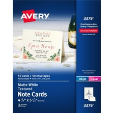 Avery Yazdırılabilir Not Kartları, Mürekkep Püskürtmeli Yazıcılar, 50 Kart ve Zarf, 4,25 x 5,5, Ağır, Dokulu (3379) Doğum Günü Için