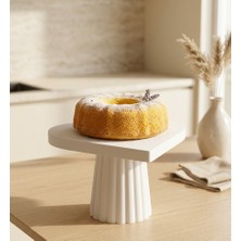Kalp Kek Standı - Oluklu Sütun Ayaklı Sunumluk / Pasta Tabağı