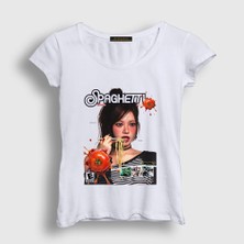 Presmono Kadın Beyaz Spaghetti Hong Eunchae Le Sserafim T-Shirt