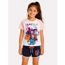 Vaxy Style Huntrix Rumi Mira Zoey Kpop Anime Baskılı Kız Çocuk Tişört Şort Takımı Yazlık Kısa Kollu Çocuk Takımı