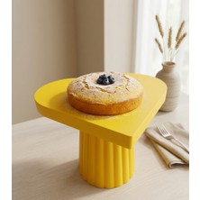 Kalp Kek Standı - Oluklu Sütun Ayaklı Sunumluk / Pasta Tabağı