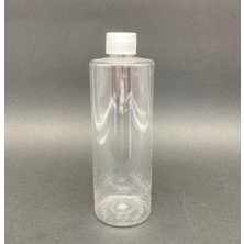 400 cc Silindir Kısa Şeffaf Şişe, Beyaz Kapaklı Şişe 400 ml x 3 Adet