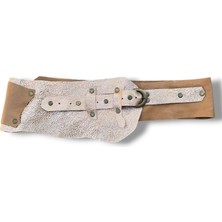Yılday Gür Butik Foxglove Işıltılı Tasarım Deri Kemer - El Yapımı Özel Aksesuar - Standart Beden