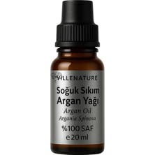 Villenature Soğuk Sıkım Argan Yağı, %100 Saf ve Doğal, Saç ve Cilt Bakımı Için, 20 Ml, Argania Spinosa Çekirdeği Yağı