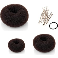 Beauté Gallerıa 3 Adet Saç Donut Topuz Yapıcı Halka Tarzı Örgü Chignon Bale Çorabı Topuz (Büyük, Orta, Küçük) (Kahverengi)