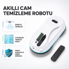 Kiwi Yapay Zekâ Destekli Cam Temizleme Robotu, Ultrasonik Sprey, Otomatik Durdurma, Kenar Algılama ve 8 Mikrofiber Temizleme Pedi, Beyaz Renk