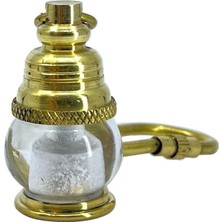 Vintage Görünümlü Camlı Pirinç Gaz Lambası Anahtarlık