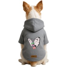Baskılı Içi Polarlı Köpek ve Kedi Kıyafeti & Elbisesi - Gri Renk Kapüşonlu Hoodie BA303 3xl
